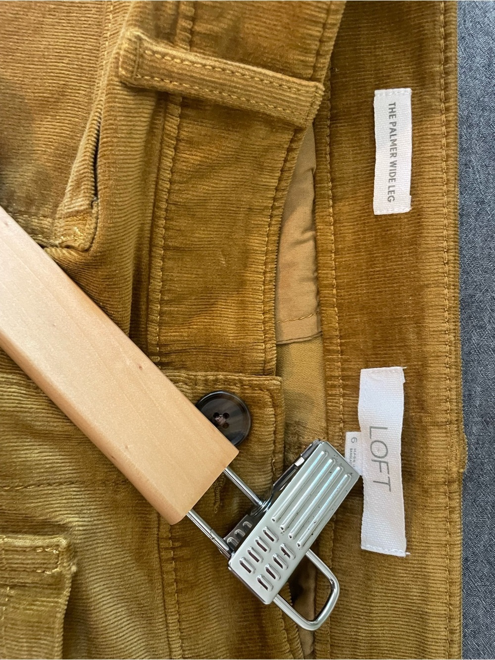 Ann Taylor LOFT THE PALMER Mustard Yellow Brown Wide Leg Corduroy Boho Pants 6 - Picture 10 of 14